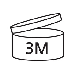 PAO cosmetic icon, mark of period after opening. Expiration time after package opened, white label. 3 month expirity on white background, vector illustration.