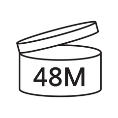 PAO cosmetic icon, mark of period after opening. Expiration time after package opened, white label. 48 month expirity on white background, vector illustration.