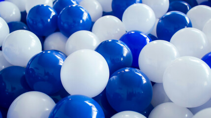 blue and white pills balloon spheres . AI generated