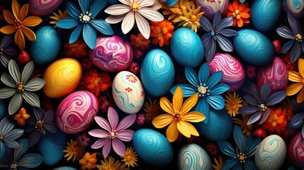 Fototapeta na wymiar Blooming with Joy: A Vibrant Easter Floral Background to Brighten Your Day