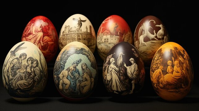 Colorful Easter Eggs Adorned with Beautiful Paintings: A Festive and Artistic Celebration