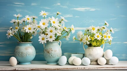 Sprucing Up Your Easter Celebrations with Vibrant Daisy Flower Decorations and Colorful Painted Eggs