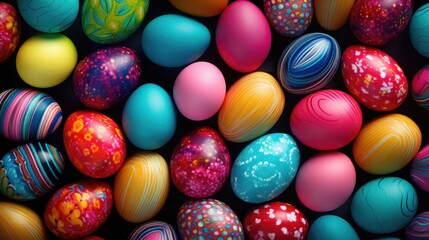 Fototapeta na wymiar Vibrant Easter Egg Decorations: A Colorful Background to Celebrate the Holiday