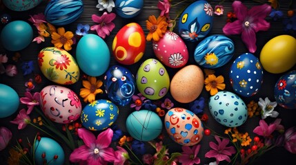 Fototapeta na wymiar Vibrant Easter Egg Delight: A Colorful Background for Festive Decorations