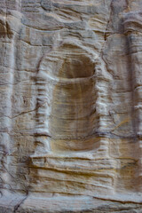 Niche carved into the rock in the city of Petra, Wadi Musa, Jordan.