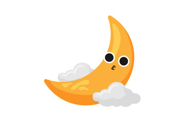 Cute Crescent Moon Funny Sticker Design