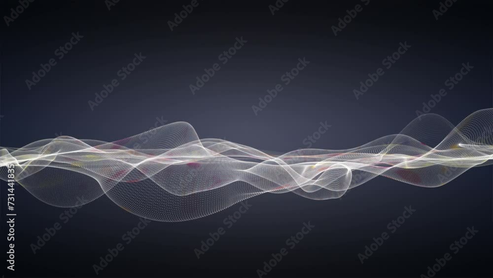 Aufkleber fantastic video animation with particle wave object in slow motion and space for text, 4096x2304 loo