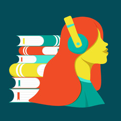 Audio book education concept ilustration . Digital books ilustration concept 