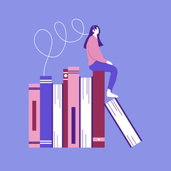 Audio book education concept ilustration . Digital books ilustration concept 