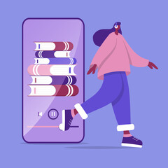 Audio book education concept ilustration . Digital books ilustration concept 