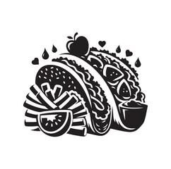 Taco vector icon illustration silhouette 