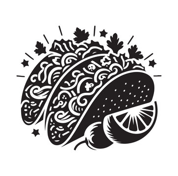recommend clip art: Taco vector icon illustration silhouette 