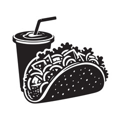 Taco vector icon illustration silhouette 