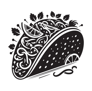 black and white taco food art clip art preview