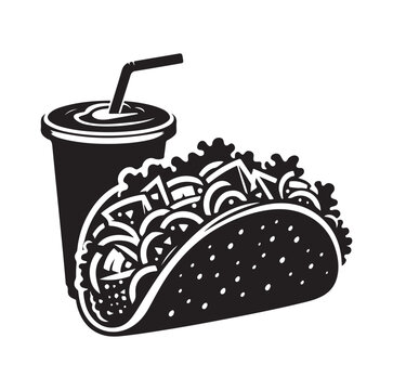 recommend clip art: Taco vector icon illustration silhouette 