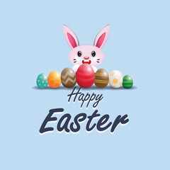 Happy Easter with a simple rabbit and egg design