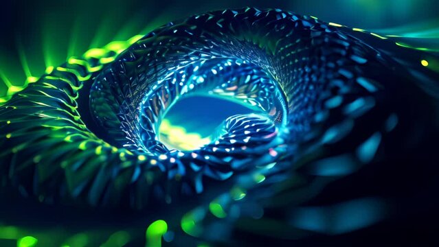 abstract 3d green lights, in the style of colorful moebius	