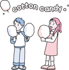 Illustration of Children Eating Cotton Candy