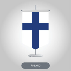 Elevate your space with the Finland Desk Flag Vector. Perfect for desks, this sleek design on a light grey background adds sophistication to any setting