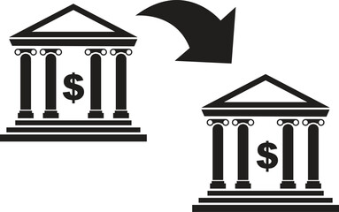 Bank transfer icon, money transfer icon, money transfer by bank icon vector illustration