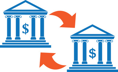 Bank transfer icon, money transfer icon, money transfer by bank icon vector illustration