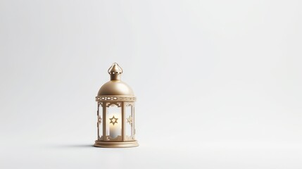 bronze arabic lantern with white background can be use for copy space ramadan kareem