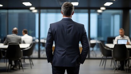 Fototapeta premium a businessman with his team in office, professional business team, business man in office 