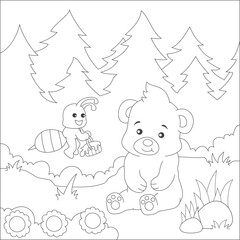 coloring bear and bee