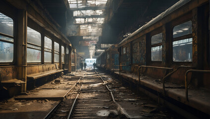 Fototapeta na wymiar abandoned train station