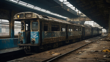 Fototapeta na wymiar abandoned train station