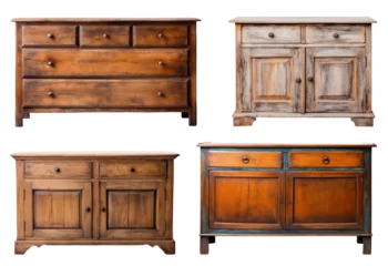 Stickers pour porte Vielles portes Set of old wooden dressers isolated on transparent background