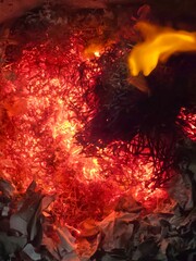 fire in the fireplace