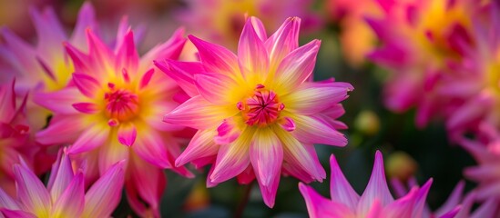 Fototapeta premium Close-up of colorful flowers in various shades