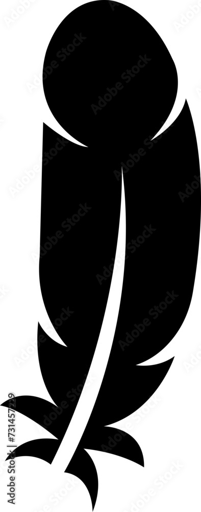 Poster black fill feather icon. vector illustration for graphic and web design. simple silhouette sign isol