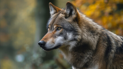 Naklejka na ściany i meble Close Up of a Wolf With Blurry Background