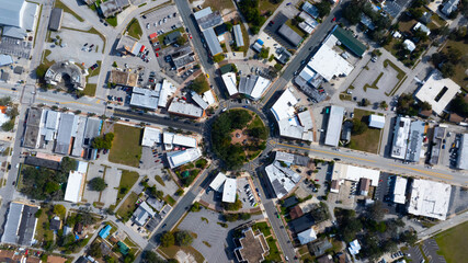 Aerial view of downtown Sebring, Florida, USA. 