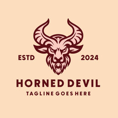 Horned Devil Vector Logo Design illustration