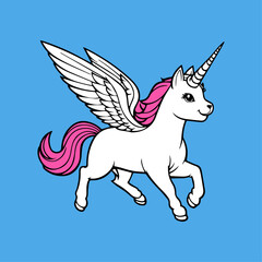 Obraz na płótnie Canvas Cute unicorn flying cartoon illustration. animal wildlife icon concept