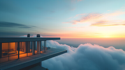 House Perched Amidst a Sea of Clouds