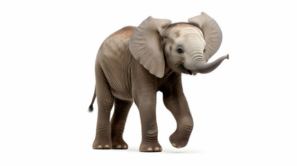 Obraz premium A charming baby elephant taking tentative steps