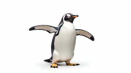 Fototapeta premium A comical penguin doing a silly dance