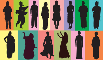 silhouettes of people of different tradition and culture