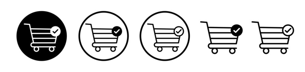 E-Commerce Validation Line Icon. Purchase Approval icon in black and white color. - obrazy, fototapety, plakaty