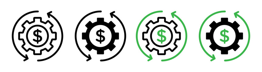 Budget Efficiency Line Icon. Cost Management icon in black and white color.