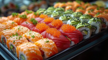 Sushi Roll Feast: Tempting Delights on the Table