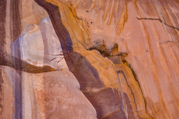 Colorful rock formations in the city of Petra, Wadi Musa, Jordan.