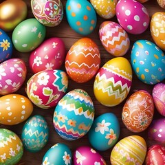 Fototapeta na wymiar Colorful easter eggs background,Happy Easter Concept: Cheerful Background with Colorful Eggs,Festive Springtime: Colorful Eggs Pattern for Easter