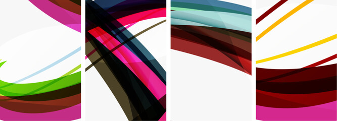 Colorful wave lines poster set for wallpaper, business card, cover, poster, banner, brochure, header, website