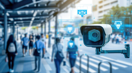 Advanced camera system monitoring crowd density.