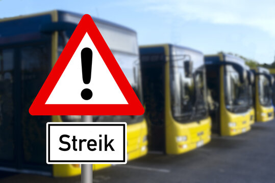 Busse und Hinweis auf einen Streik im &ouml;ffentlichen Nahverkehr